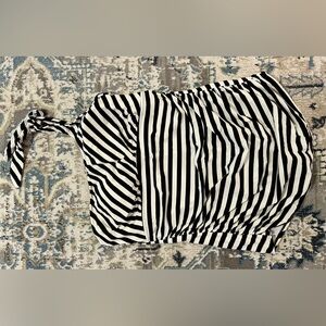 Catalina Suddenly Slim Swimsuit Black and White Stipe Shoulder Strap - 2X